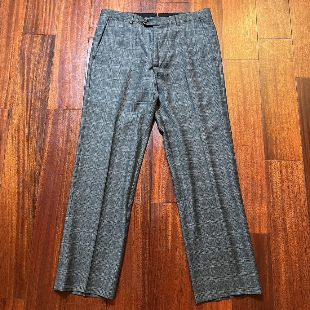 Banana Republic Dress Pants Mens 31x30 Gray Plaid Preppy Formal Office Light